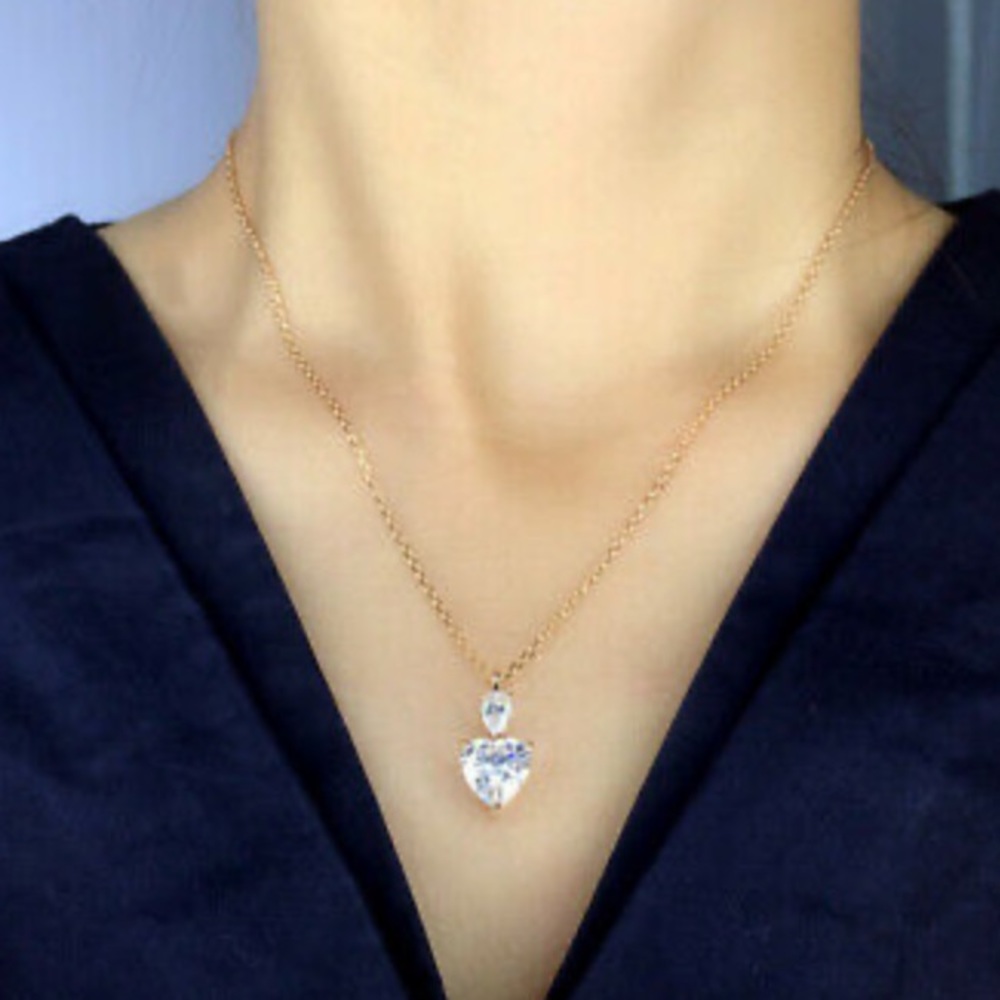 NEW 18k rose gold plated heart diamond necklace - Picture 2 of 3